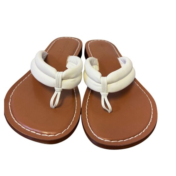 Bernardo Studio  Leather Thong Sandals White & Tan 9 - Picture 3 of 5